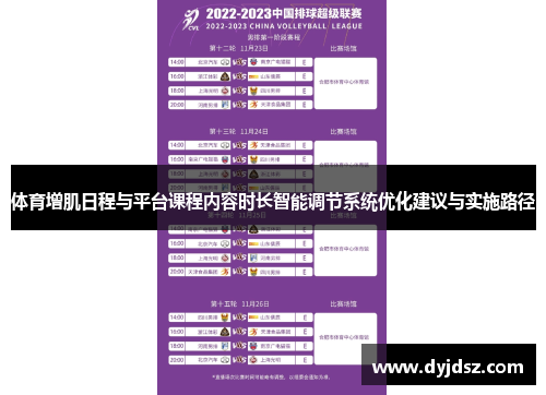 体育增肌日程与平台课程内容时长智能调节系统优化建议与实施路径